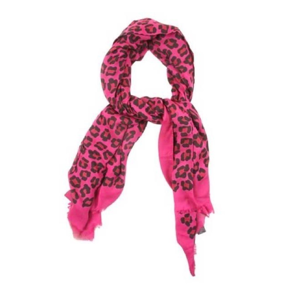 Coach Ocelot Leopard Wrap Scarf Cranberry Oversized
